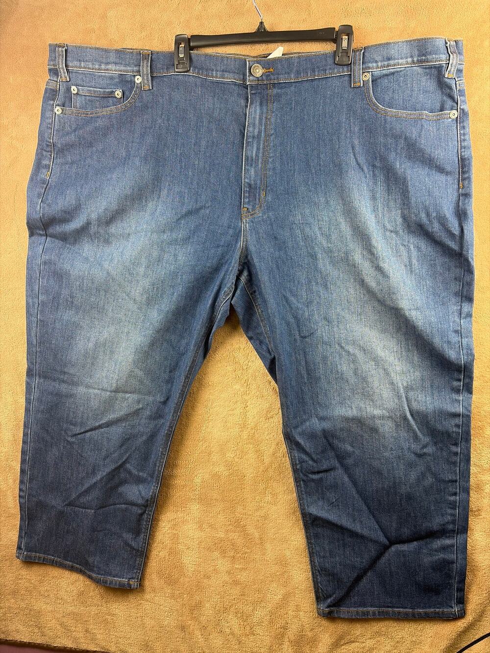 True Nation by DXL Mens Jeans 56x28 Relaxed Fit Blue Stretch Denim Big & Tall